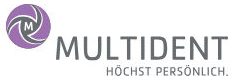 Multident Logo von Multident mit dem Slogan „Höchstmöglich persönlich“.
