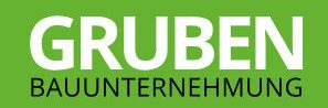 Gruben Logo der Firma Gruben Bauunternehmung auf grünem Hintergrund.