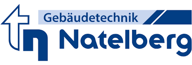 Natelberg Logo von Natelberg, spezialisiert auf Gebäudetechnik, in Blau und Weiß.
