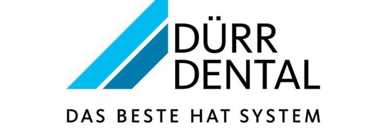 Dürr Dental Logo von Dürr Dental mit dem Slogan „Das Beste hat System“.